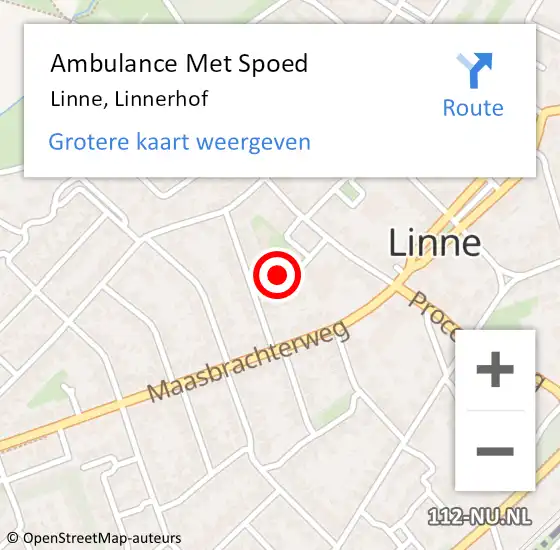 Locatie op kaart van de 112 melding: Ambulance Met Spoed Naar Linne, Linnerhof op 25 augustus 2017 08:03