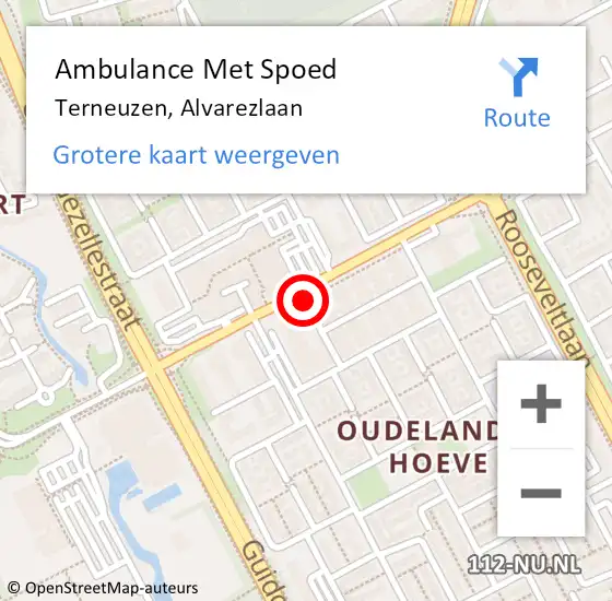 Locatie op kaart van de 112 melding: Ambulance Met Spoed Naar Terneuzen, Alvarezlaan op 25 augustus 2017 09:22