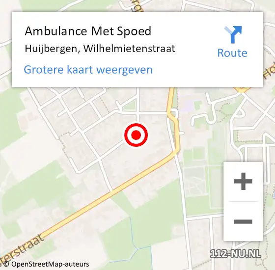 Locatie op kaart van de 112 melding: Ambulance Met Spoed Naar Huijbergen, Wilhelmietenstraat op 25 augustus 2017 10:32