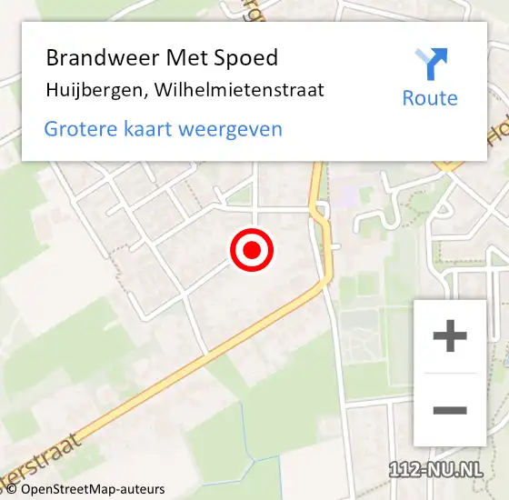Locatie op kaart van de 112 melding: Brandweer Met Spoed Naar Huijbergen, Wilhelmietenstraat op 25 augustus 2017 10:56