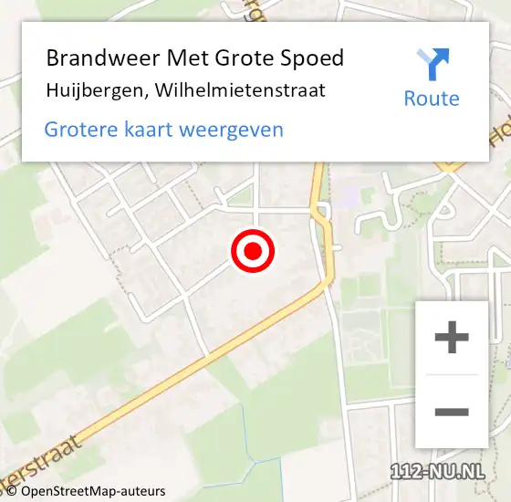 Locatie op kaart van de 112 melding: Brandweer Met Grote Spoed Naar Huijbergen, Wilhelmietenstraat op 25 augustus 2017 10:58