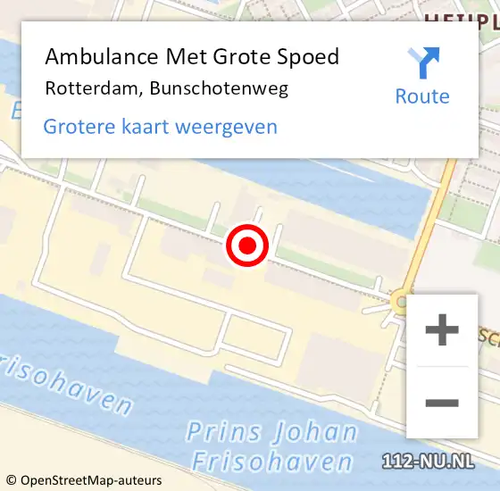 Locatie op kaart van de 112 melding: Ambulance Met Grote Spoed Naar Rotterdam, Bunschotenweg op 25 augustus 2017 12:34