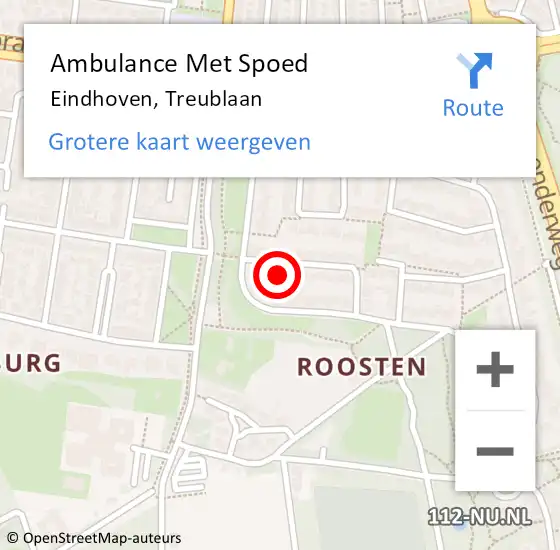 Locatie op kaart van de 112 melding: Ambulance Met Spoed Naar Eindhoven, Treublaan op 25 augustus 2017 13:48