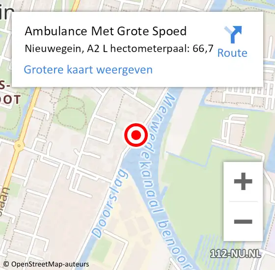 Locatie op kaart van de 112 melding: Ambulance Met Grote Spoed Naar Nieuwegein, A2 L hectometerpaal: 66,7 op 25 augustus 2017 14:59