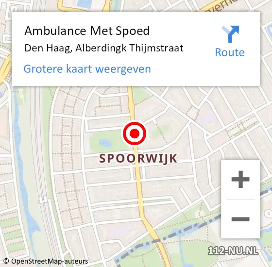 Locatie op kaart van de 112 melding: Ambulance Met Spoed Naar Den Haag, Alberdingk Thijmstraat op 25 augustus 2017 19:10