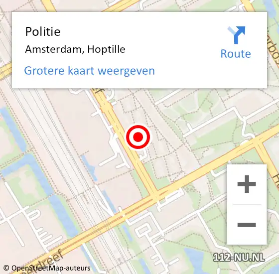 Locatie op kaart van de 112 melding: Politie Amsterdam, Hoptille op 25 augustus 2017 19:12