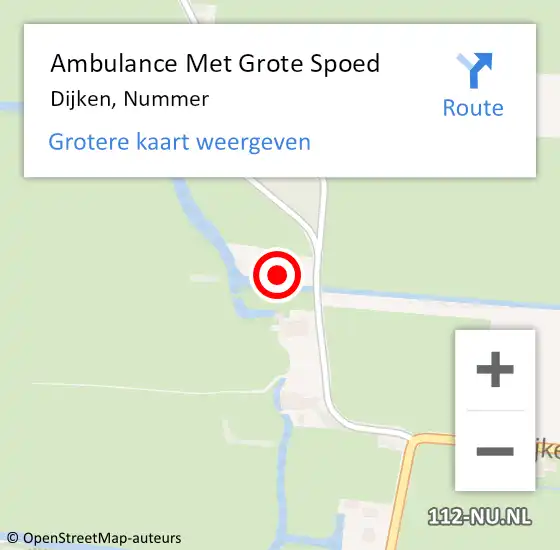 Locatie op kaart van de 112 melding: Ambulance Met Grote Spoed Naar Dijken, Nummer op 25 augustus 2017 22:16