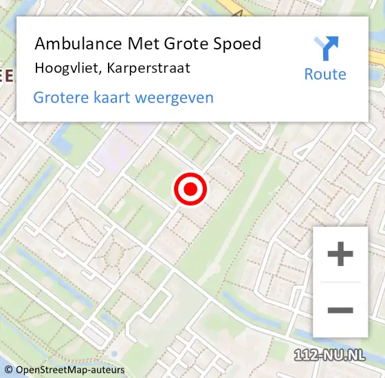 Locatie op kaart van de 112 melding: Ambulance Met Grote Spoed Naar Hoogvliet, Karperstraat op 25 augustus 2017 22:36