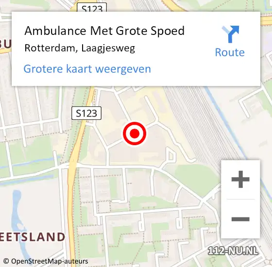 Locatie op kaart van de 112 melding: Ambulance Met Grote Spoed Naar Rotterdam, Laagjesweg op 26 augustus 2017 11:48