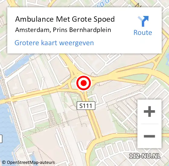 Locatie op kaart van de 112 melding: Ambulance Met Grote Spoed Naar Amsterdam, Prins Bernhardplein op 26 augustus 2017 18:35
