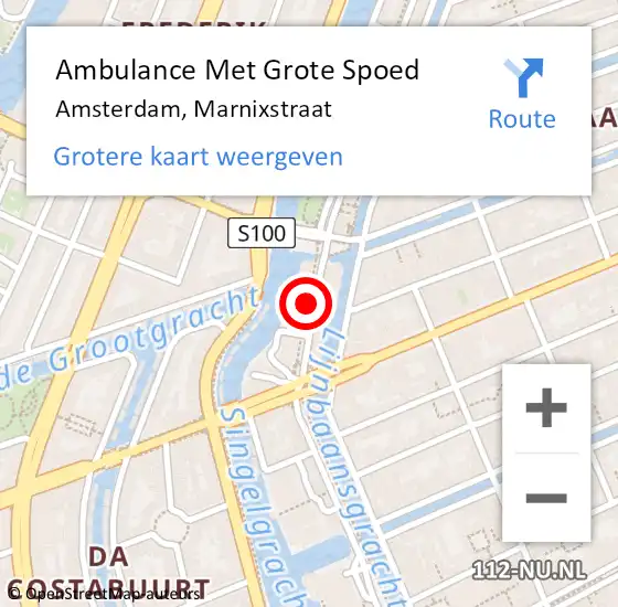 Locatie op kaart van de 112 melding: Ambulance Met Grote Spoed Naar Amsterdam, Marnixstraat op 26 augustus 2017 19:37
