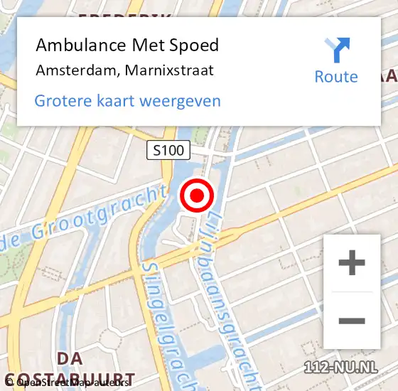 Locatie op kaart van de 112 melding: Ambulance Met Spoed Naar Amsterdam, Marnixstraat op 26 augustus 2017 20:36