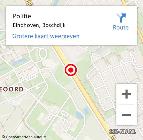Locatie op kaart van de 112 melding: Politie Eindhoven, Boschdijk op 27 augustus 2017 02:26