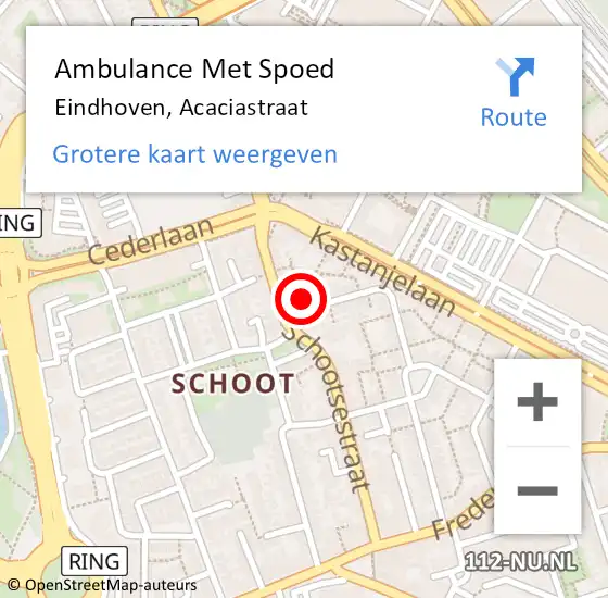 Locatie op kaart van de 112 melding: Ambulance Met Spoed Naar Eindhoven, Acaciastraat op 27 augustus 2017 03:37