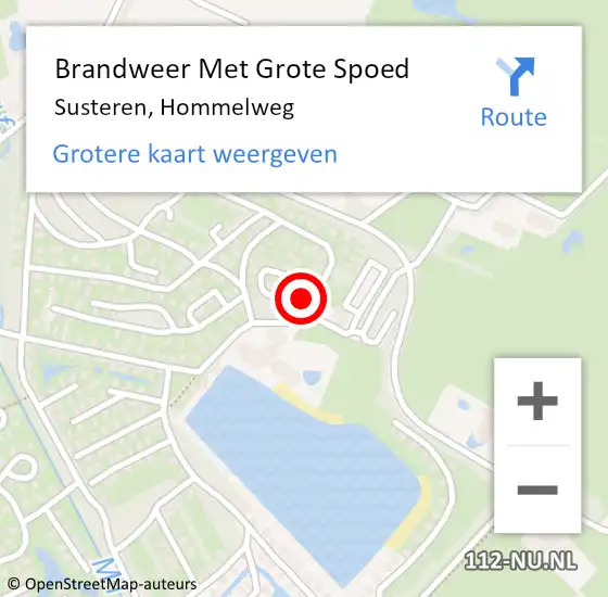 Locatie op kaart van de 112 melding: Brandweer Met Grote Spoed Naar Susteren, Hommelweg op 27 augustus 2017 05:06