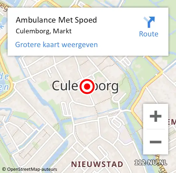 Locatie op kaart van de 112 melding: Ambulance Met Spoed Naar Culemborg, Markt op 27 augustus 2017 12:01