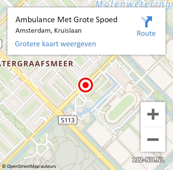 Locatie op kaart van de 112 melding: Ambulance Met Grote Spoed Naar Amsterdam, Kruislaan op 27 augustus 2017 12:59