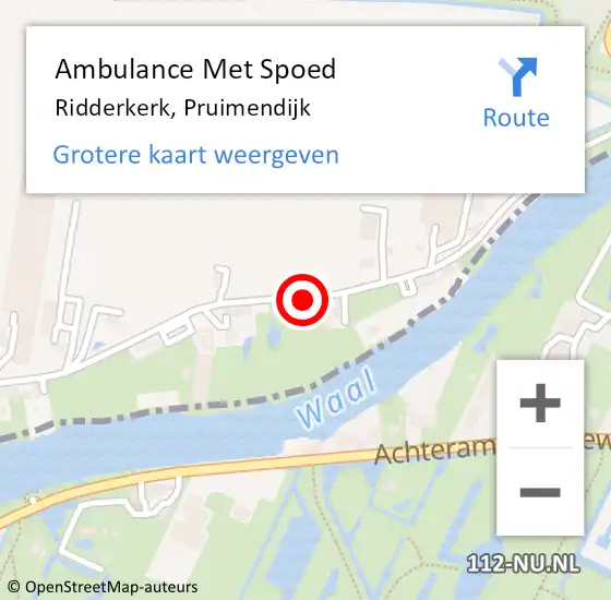 Locatie op kaart van de 112 melding: Ambulance Met Spoed Naar Ridderkerk, Pruimendijk op 27 augustus 2017 14:54