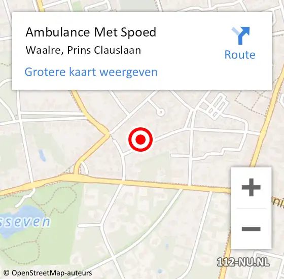 Locatie op kaart van de 112 melding: Ambulance Met Spoed Naar Waalre, Prins Clauslaan op 27 augustus 2017 17:23