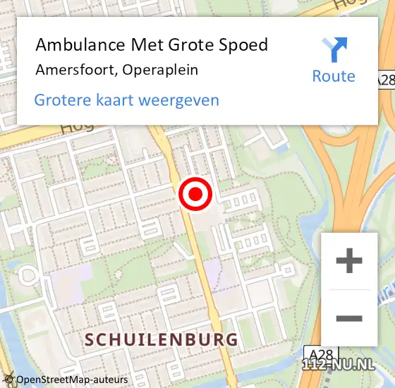 Locatie op kaart van de 112 melding: Ambulance Met Grote Spoed Naar Amersfoort, Operaplein op 27 augustus 2017 19:38