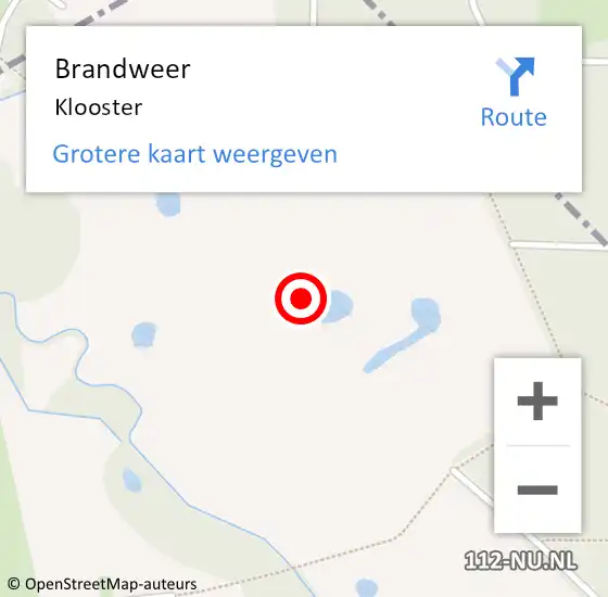 Locatie op kaart van de 112 melding: Brandweer Klooster op 27 augustus 2017 23:00