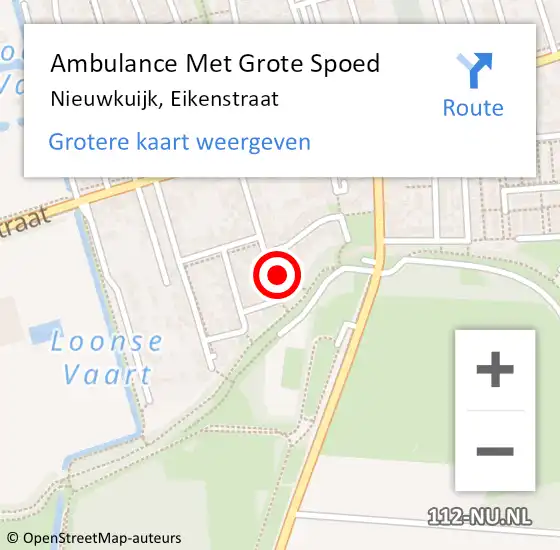Locatie op kaart van de 112 melding: Ambulance Met Grote Spoed Naar Nieuwkuijk, Eikenstraat op 28 augustus 2017 02:10