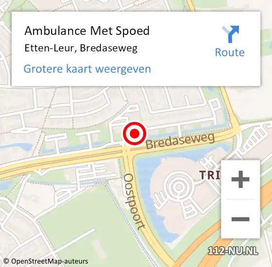 Locatie op kaart van de 112 melding: Ambulance Met Spoed Naar Etten-Leur, Bredaseweg op 28 augustus 2017 02:27
