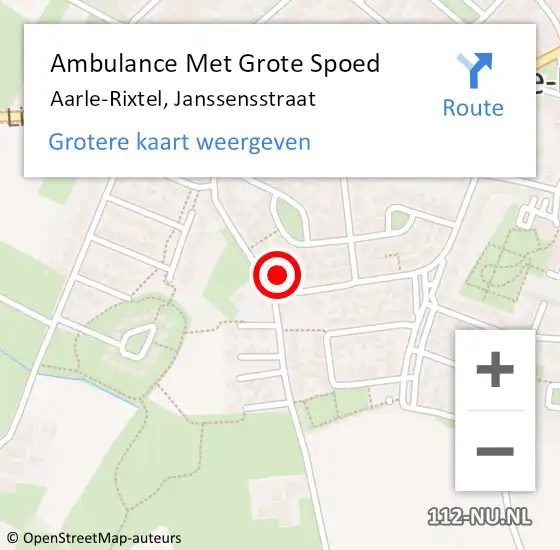Locatie op kaart van de 112 melding: Ambulance Met Grote Spoed Naar Aarle-Rixtel, Janssensstraat op 28 augustus 2017 04:04