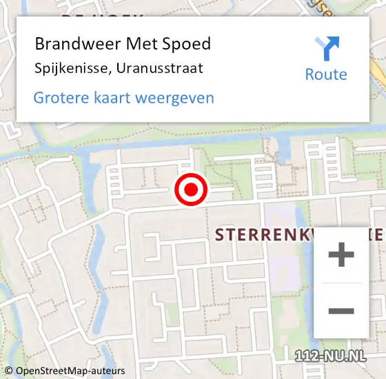 Locatie op kaart van de 112 melding: Brandweer Met Spoed Naar Spijkenisse, Uranusstraat op 28 augustus 2017 05:11