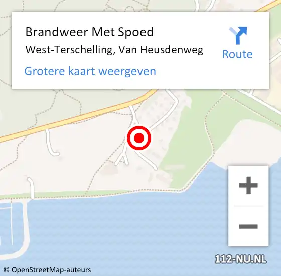 Locatie op kaart van de 112 melding: Brandweer Met Spoed Naar West-Terschelling, Van Heusdenweg op 28 augustus 2017 20:33
