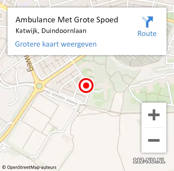 Locatie op kaart van de 112 melding: Ambulance Met Grote Spoed Naar Katwijk, Duindoornlaan op 28 augustus 2017 21:54