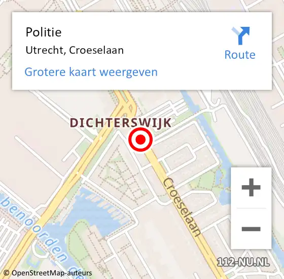 Locatie op kaart van de 112 melding: Politie Utrecht, Croeselaan op 29 augustus 2017 01:35