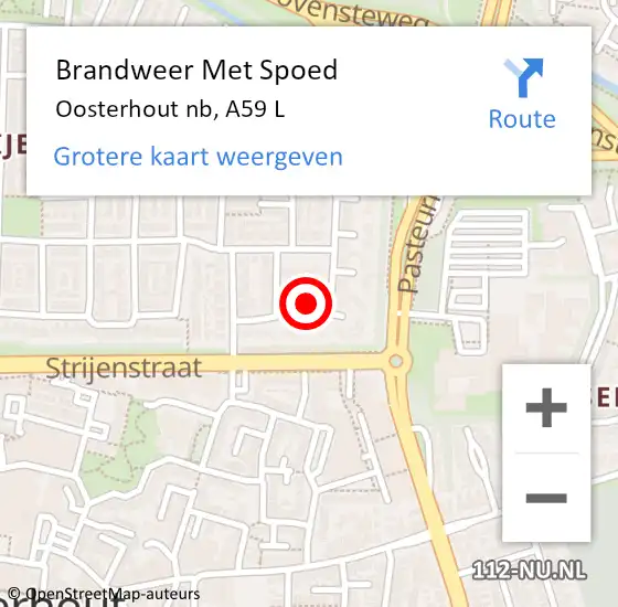 Locatie op kaart van de 112 melding: Brandweer Met Spoed Naar Oosterhout nb, A59 L op 29 augustus 2017 06:35