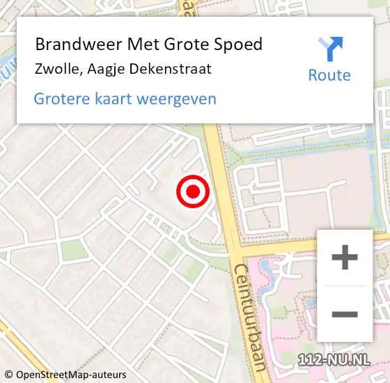 Locatie op kaart van de 112 melding: Brandweer Met Grote Spoed Naar Zwolle, Aagje Dekenstraat op 29 augustus 2017 08:35