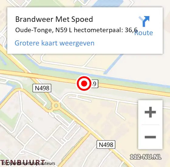 Locatie op kaart van de 112 melding: Brandweer Met Spoed Naar Oude-Tonge, N59 L hectometerpaal: 36,6 op 29 augustus 2017 10:17