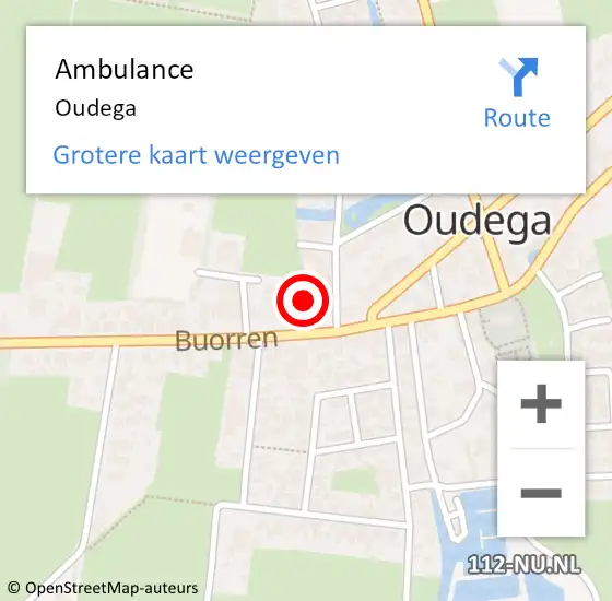 Locatie op kaart van de 112 melding: Ambulance Oudega op 29 augustus 2017 14:15