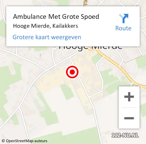 Locatie op kaart van de 112 melding: Ambulance Met Grote Spoed Naar Hooge Mierde, Kailakkers op 29 augustus 2017 16:03