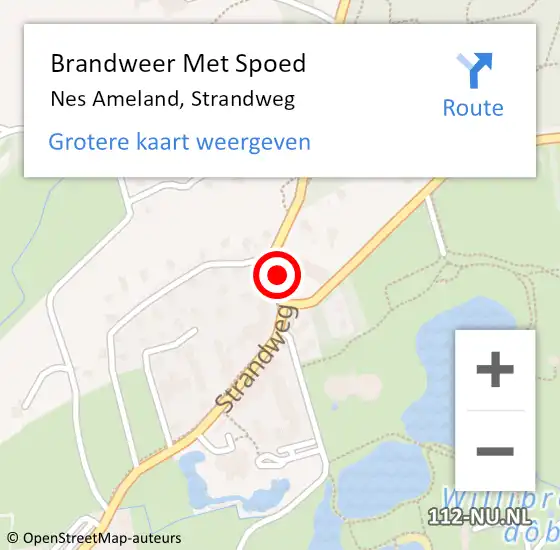 Locatie op kaart van de 112 melding: Brandweer Met Spoed Naar Nes Ameland, Strandweg op 29 augustus 2017 18:06