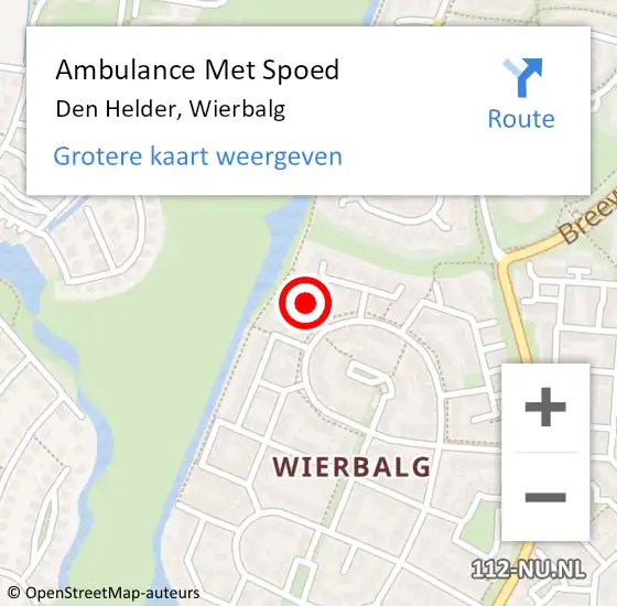 Locatie op kaart van de 112 melding: Ambulance Met Spoed Naar Den Helder, Wierbalg op 29 augustus 2017 19:13