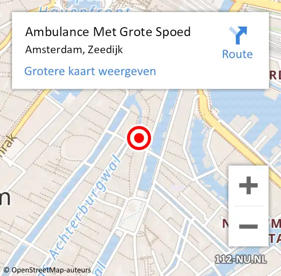 Locatie op kaart van de 112 melding: Ambulance Met Grote Spoed Naar Amsterdam, Zeedijk op 29 augustus 2017 19:14