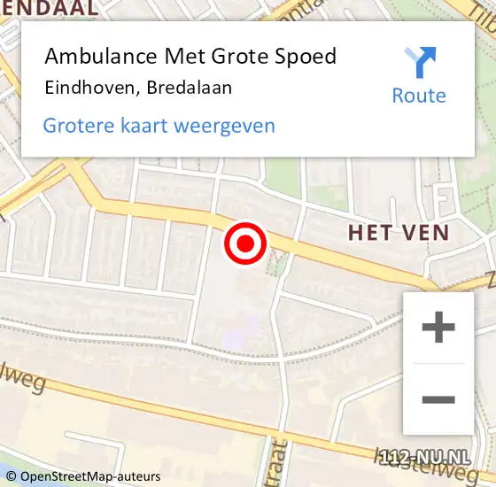 Locatie op kaart van de 112 melding: Ambulance Met Grote Spoed Naar Eindhoven, Bredalaan op 29 augustus 2017 21:44