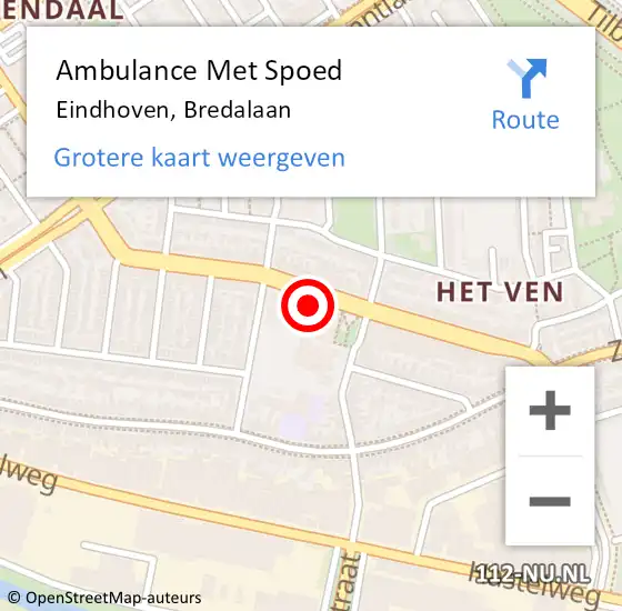 Locatie op kaart van de 112 melding: Ambulance Met Spoed Naar Eindhoven, Bredalaan op 30 augustus 2017 08:06