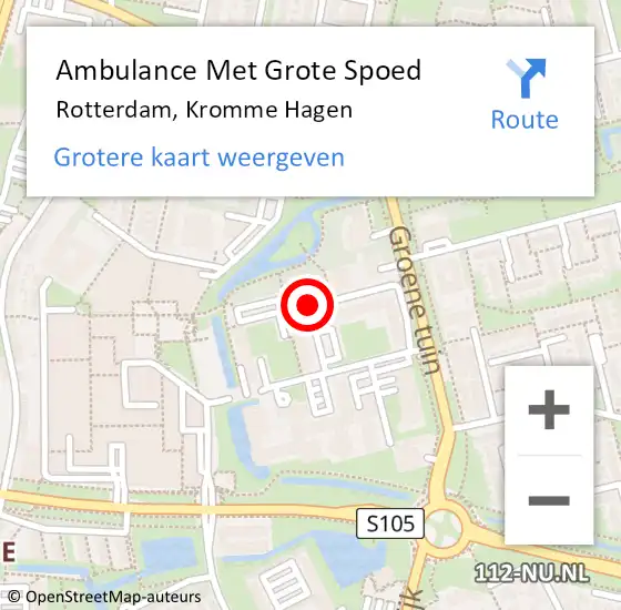 Locatie op kaart van de 112 melding: Ambulance Met Grote Spoed Naar Rotterdam, Kromme Hagen op 30 augustus 2017 08:30