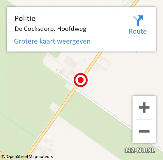 Locatie op kaart van de 112 melding: Politie De Cocksdorp, Hoofdweg op 30 augustus 2017 12:16