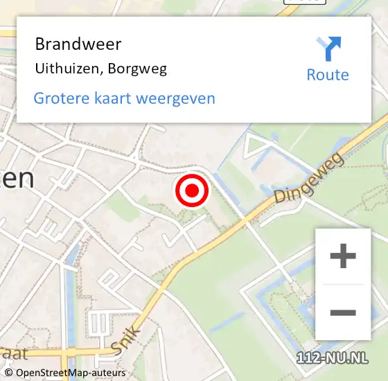 Locatie op kaart van de 112 melding: Brandweer Uithuizen, Borgweg op 30 augustus 2017 14:00
