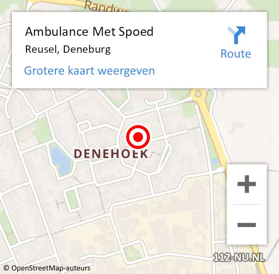 Locatie op kaart van de 112 melding: Ambulance Met Spoed Naar Reusel, Deneburg op 30 augustus 2017 14:13