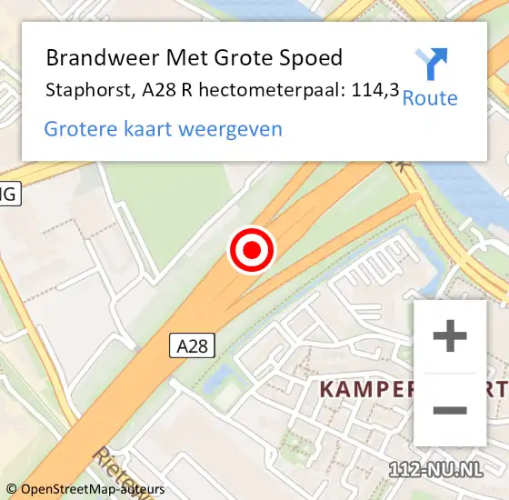 Locatie op kaart van de 112 melding: Brandweer Met Grote Spoed Naar Harderwijk, A28 L hectometerpaal: 51,3 op 30 augustus 2017 17:15