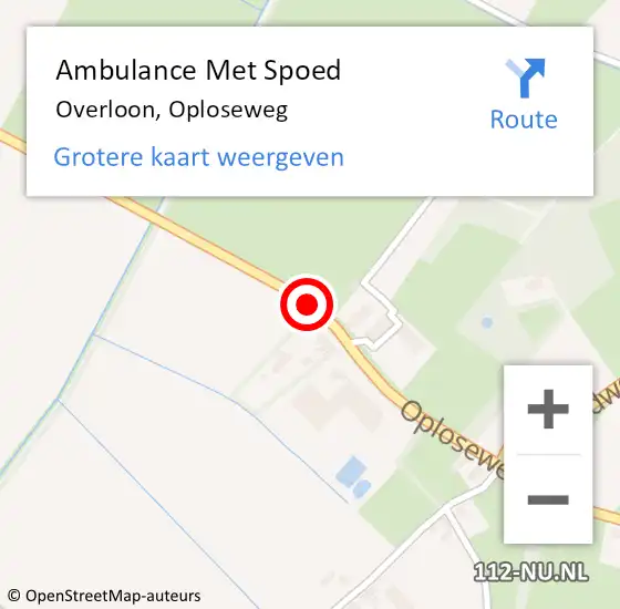 Locatie op kaart van de 112 melding: Ambulance Met Spoed Naar Overloon, Oploseweg op 30 augustus 2017 19:32