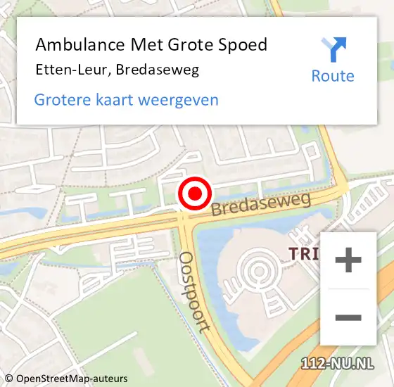 Locatie op kaart van de 112 melding: Ambulance Met Grote Spoed Naar Etten-Leur, Bredaseweg op 31 augustus 2017 01:10