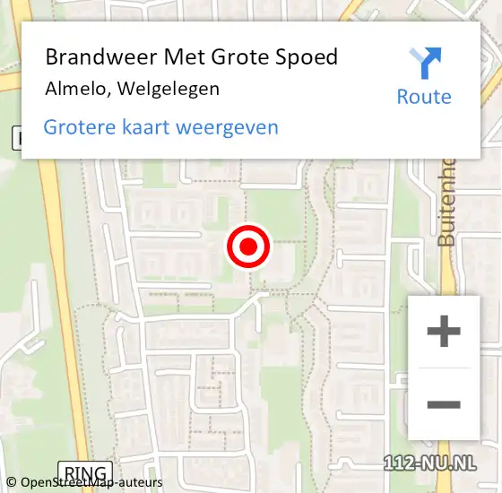 Locatie op kaart van de 112 melding: Brandweer Met Grote Spoed Naar Almelo, Welgelegen op 31 augustus 2017 04:37